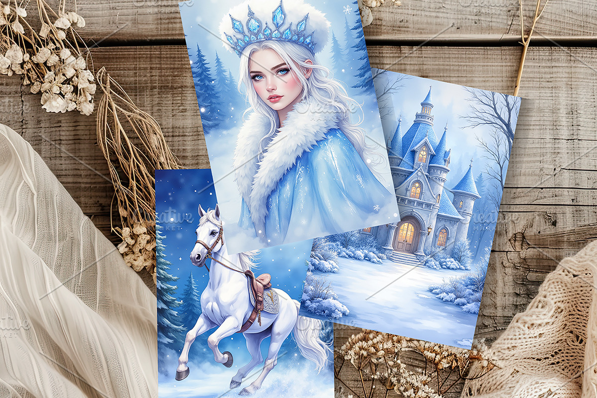 Frozen Forest Junk Journal Pages., a Seasonal Illustration by GalaDesign03 (Photo 3 of 6)