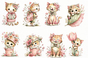 Whimsical Funny Spring Cat Clipart, an Illustration by Designworld (Thumbnail 4 of 8)