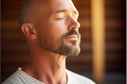profile of instructor meditating, a Beauty & Fashion Photo by Sergey Kotenev