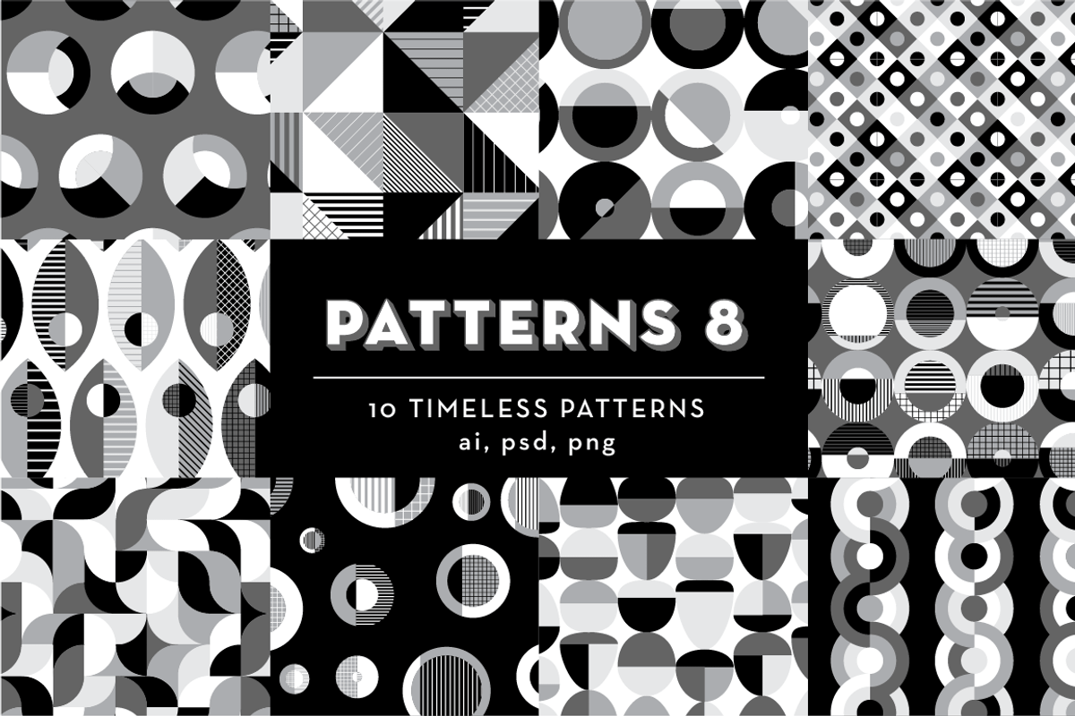 PATTERNS 8: 10 Geometric Patterns, a Pattern Graphic by kloroform