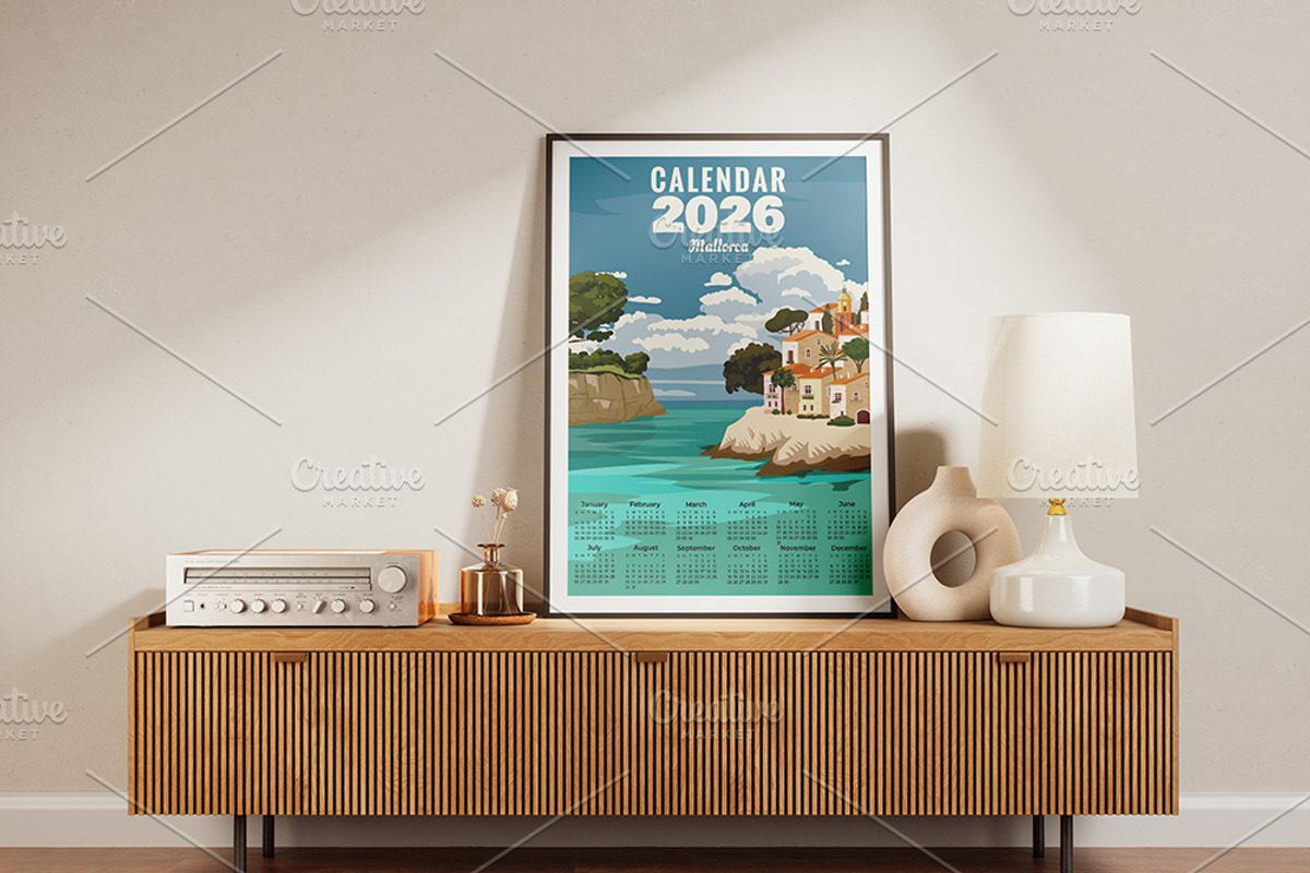 Monthly 2026 Calendar Vintage travel, a Transportation Illustration by Vector_Up (Photo 5 of 10)