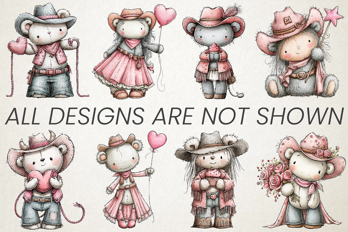 Cute Cowgirl Teddy Bear PNG Clipart, a Seasonal Illustration by RobertsArt (Photo 2 of 5)