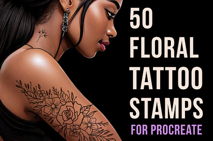 Floral tattoo stamps for procreate