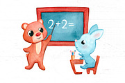 School Kids Clipart and Patterns, an Animal Illustration by RabbitAndPencil (Thumbnail 7 of 7)
