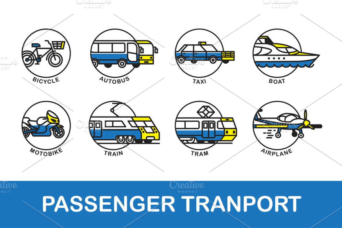 Passenger transport. Icons set, a Transportation Illustration by WINS Doodle shop (Photo 1 of 10)