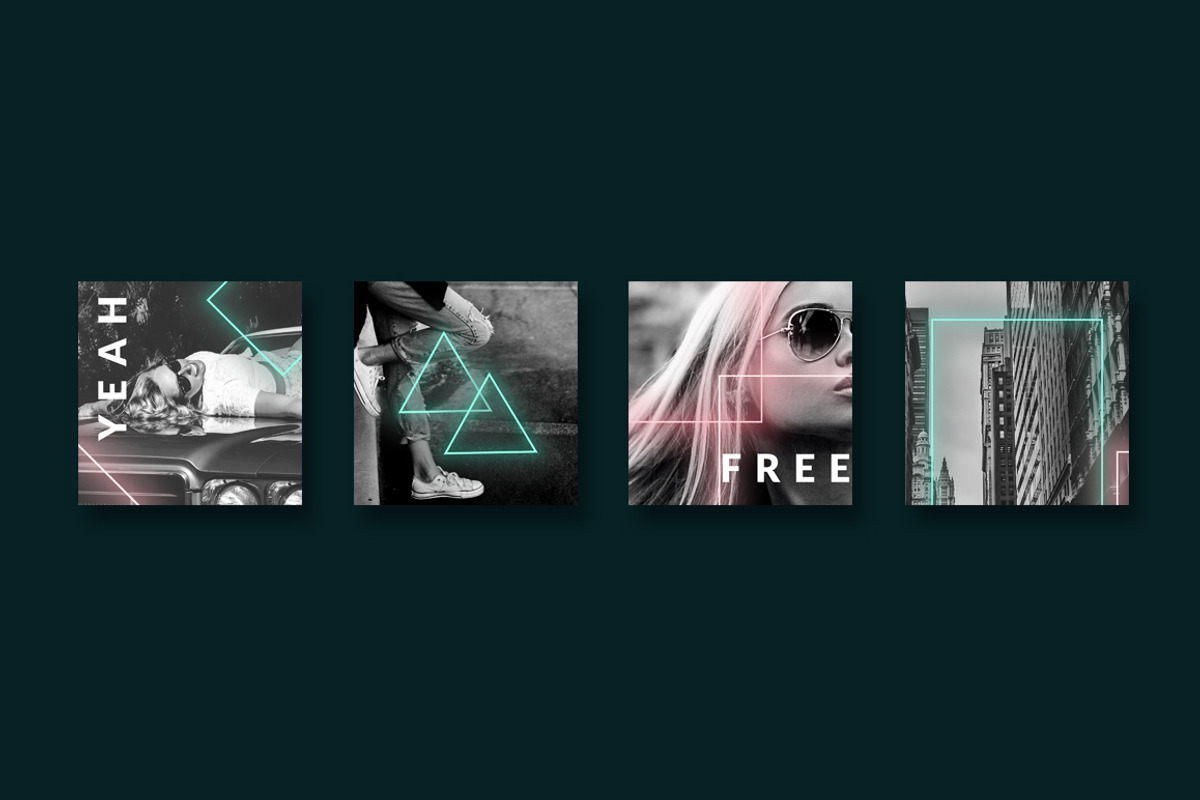Instagram post templates - Neon 90s, a Social Media Template by CreativeFolks (Photo 7 of 8)