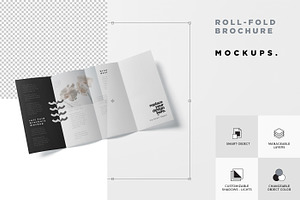 Roll-Fold Brochure Mockup - DL DIN