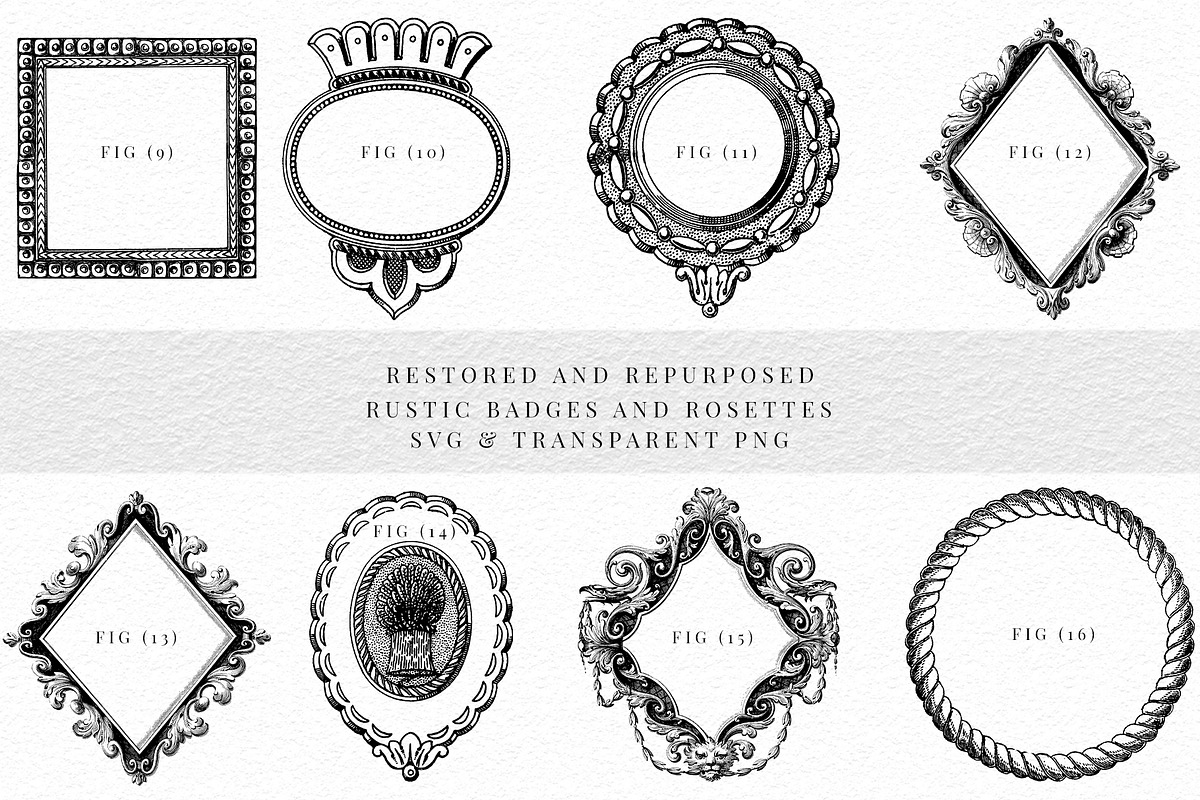Badges and Rosettes Rustic Clipart, a Decorative Illustration by Century Library (Photo 4 of 9)