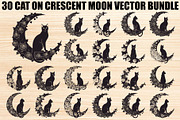 Cat on Crescent Moon Bundle, an Illustration by jahid234 (Thumbnail 1 of 31)