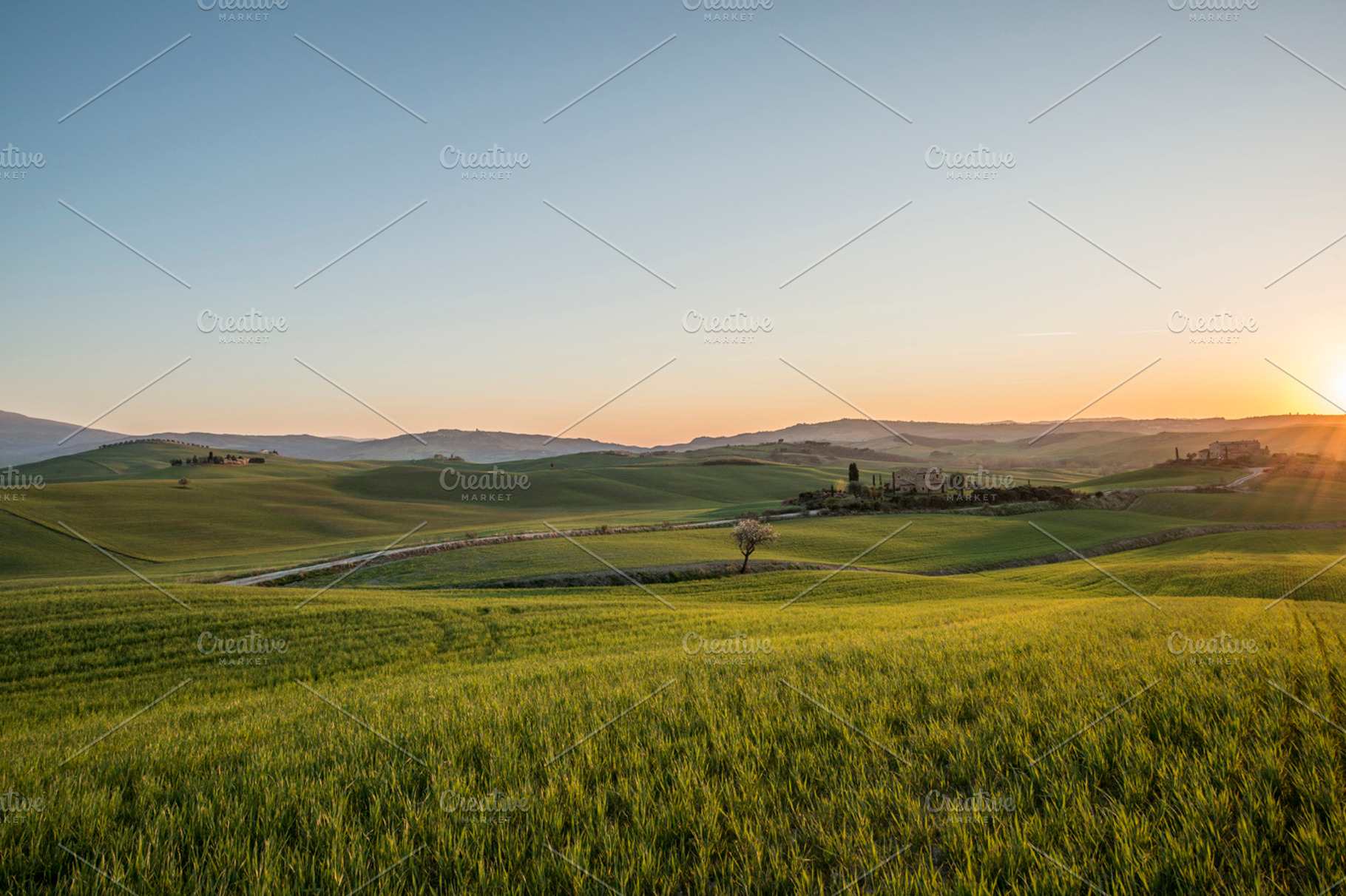 Scenic landscape & farm of tuscany stock photo containing tuscan and tuscany, a Nature Photo by PremiumCoding