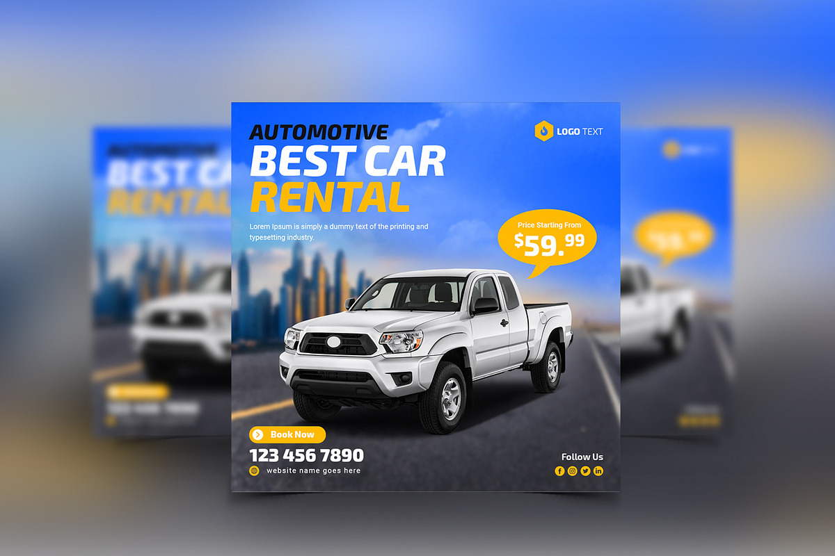 Car rental social media flyer post, a Social Media Template by zahidhossainalif (Photo 2 of 2)