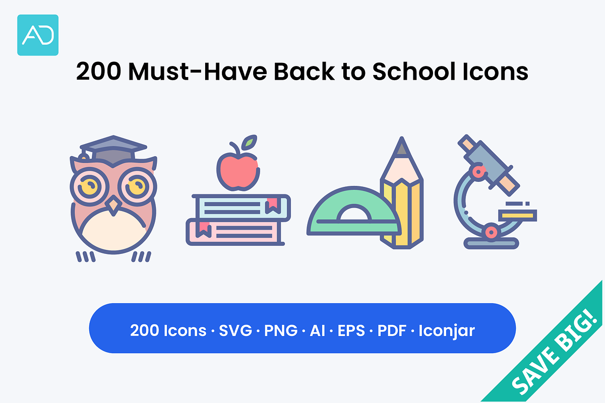Back to School Cliparts, an Emoji Icon by Amogh Design (Photo 1 of 8)