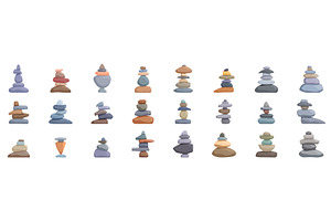 Balancing stone icons set. Set of, an Illustration by Ylivdesign