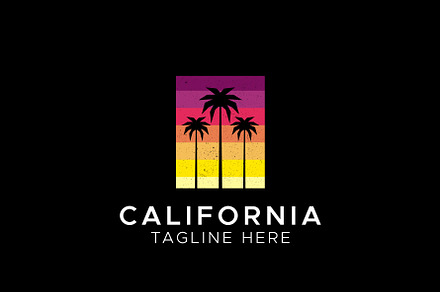 Palm Tree California Beach Logo