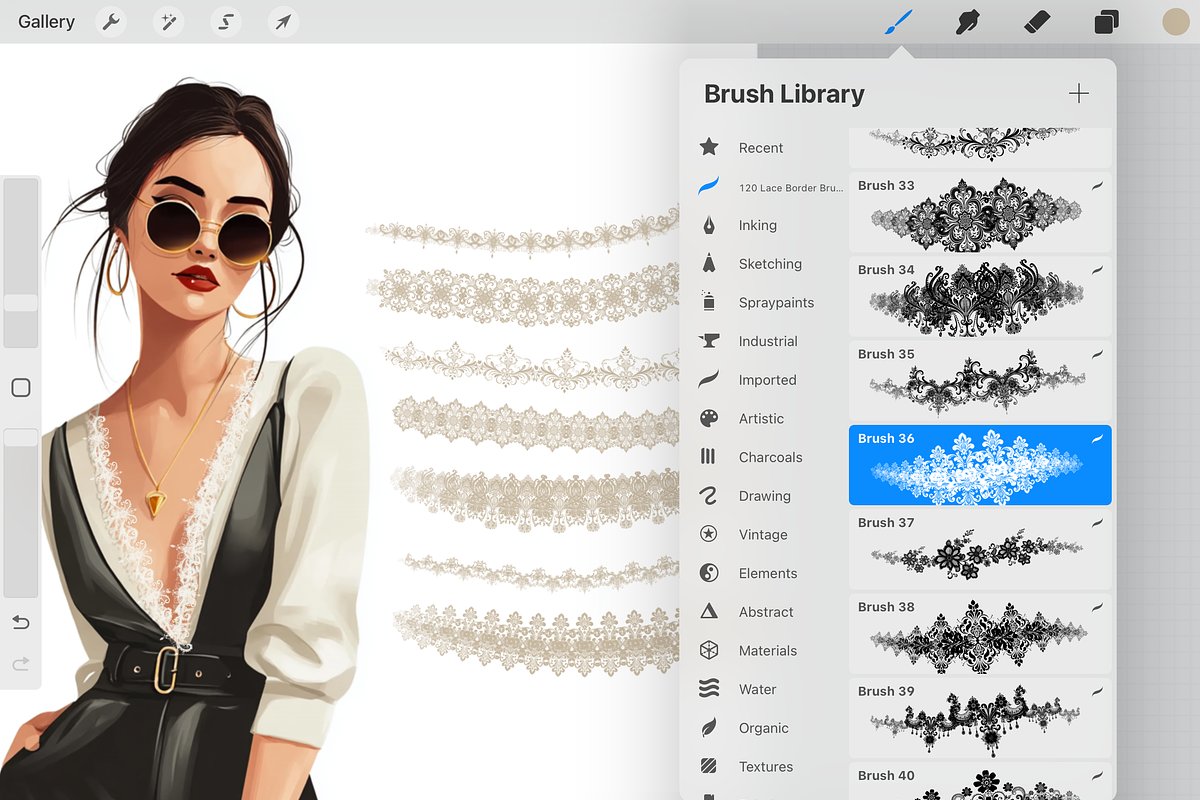 Procreate Lace Border Brushes, a Brush Add-On by HopeArtIllustration (Photo 2 of 5)