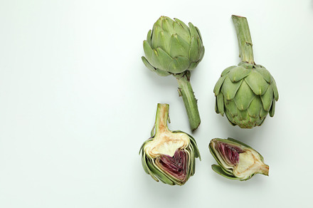 Concept of healthy food with artichoke, space for text, a Food & Drink Photo by AtlasStudio