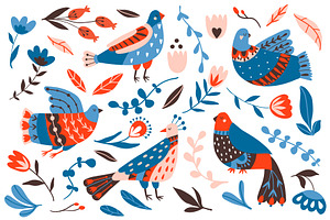 FOLK BIRDS Pattern & Illustration