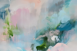 Abstract painting featuring soft pastel clouds, expressive brush, a Decorative Illustration by Studio ANNA