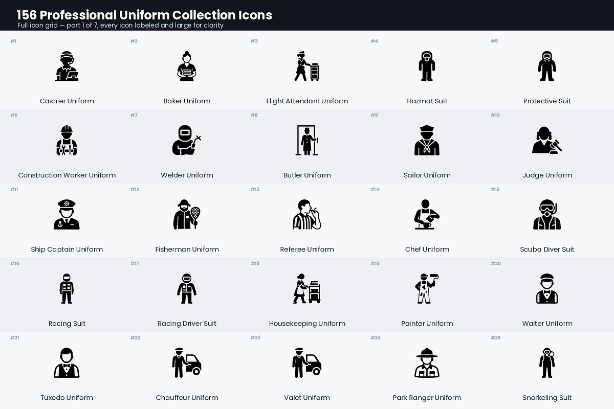 156 Professional Uniform Icons, a Solid Icon by Symbolic Language (Photo 2 of 9)