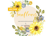 -50% Vector Watercolor Sunflower, an Illustration by Babysbreath/Dandelionery (Thumbnail 1 of 2)