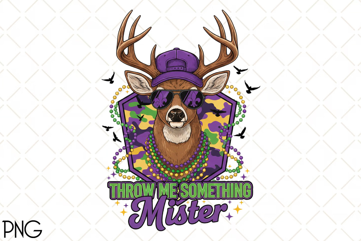 Mardi Gras Deer Sublimation PNG, an Illustration by Black Bird Studio (Photo 1 of 3)