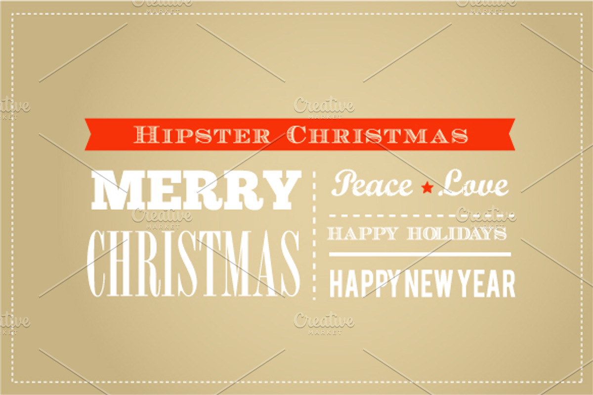 set of Hipster Christmas cards, a Decorative Illustration by Marish (Photo 2 of 4)