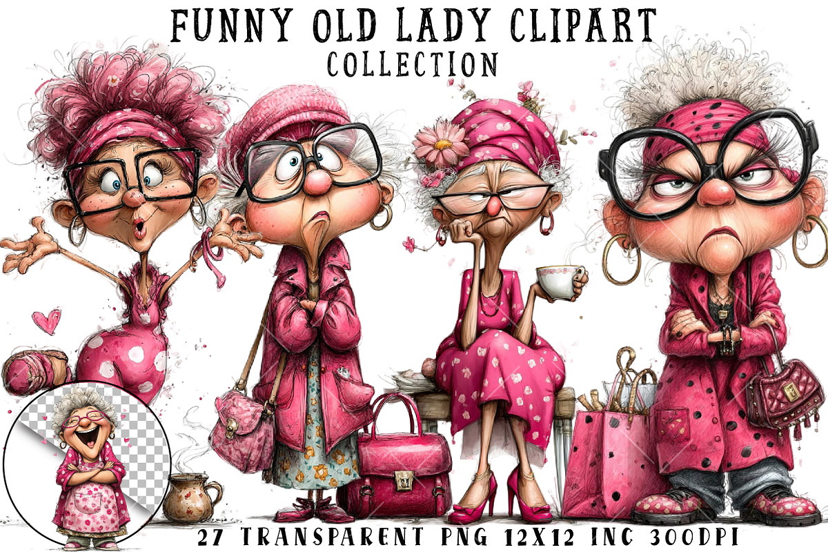 Funny Old Lady Clipart, an Illustration by OK Design (Photo 1 of 6)