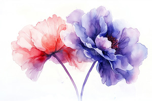 Aquarelle purple and red flowers, a Nature Photo by MistyDay