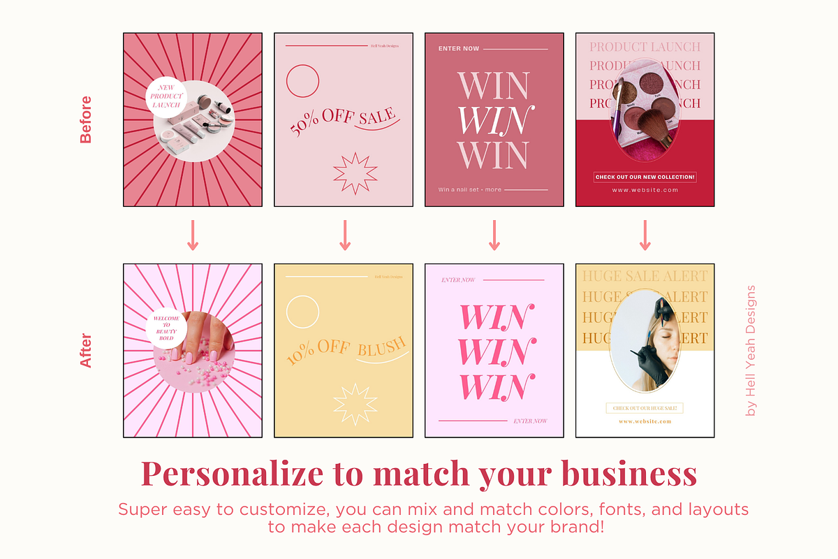 Bold Blush Instagram Post Templates, a Social Media Template by Hell ...