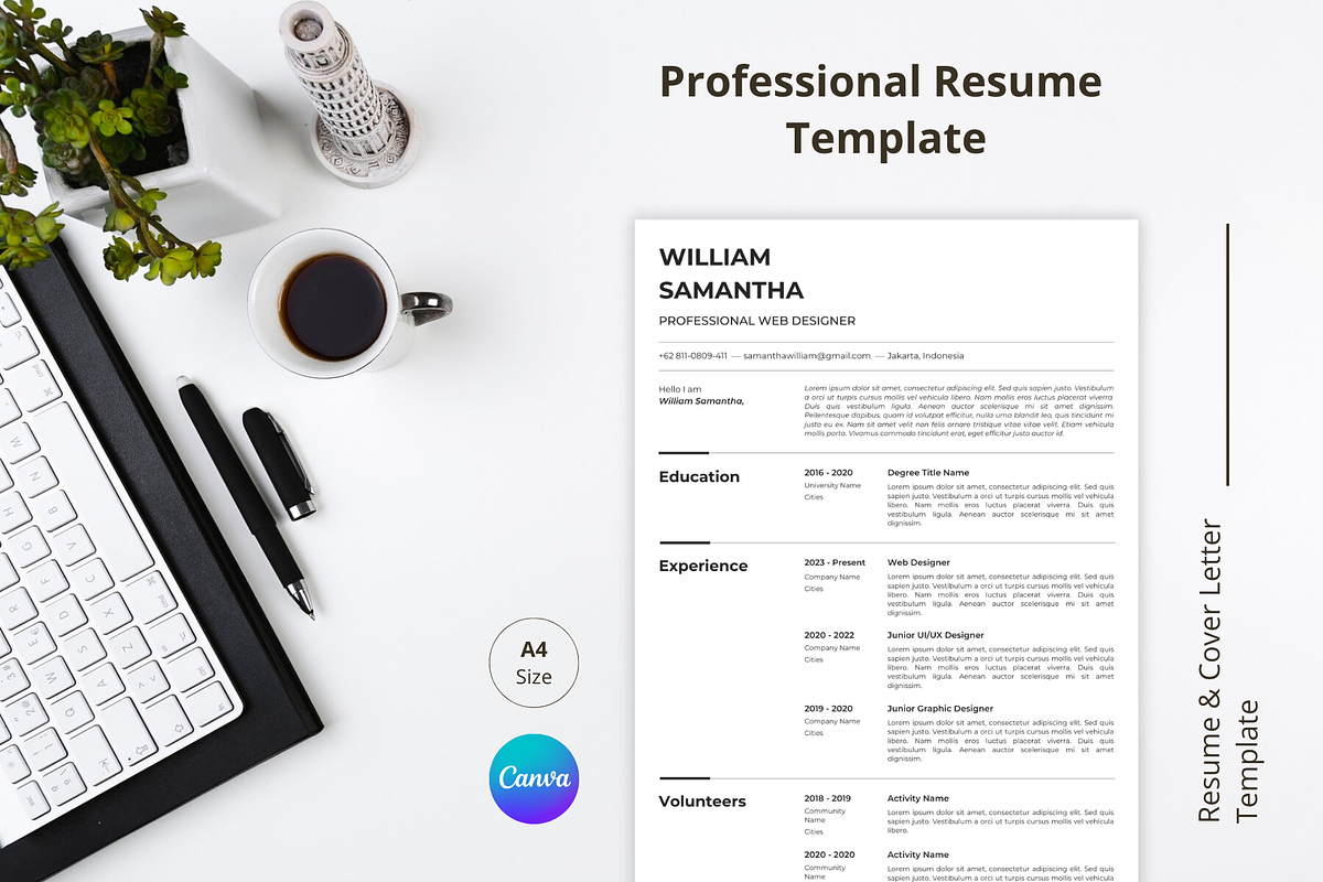Professional Resume Template - CV, a Resume Template by Glücklich Studio (Photo 1 of 5)