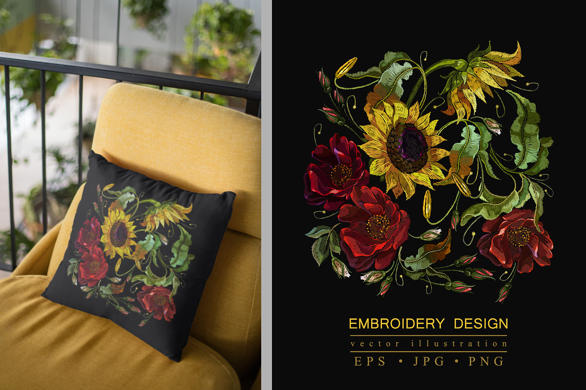 Sunflowers and red roses, an Illustration by Matrioshka (Photo 1 of 7)