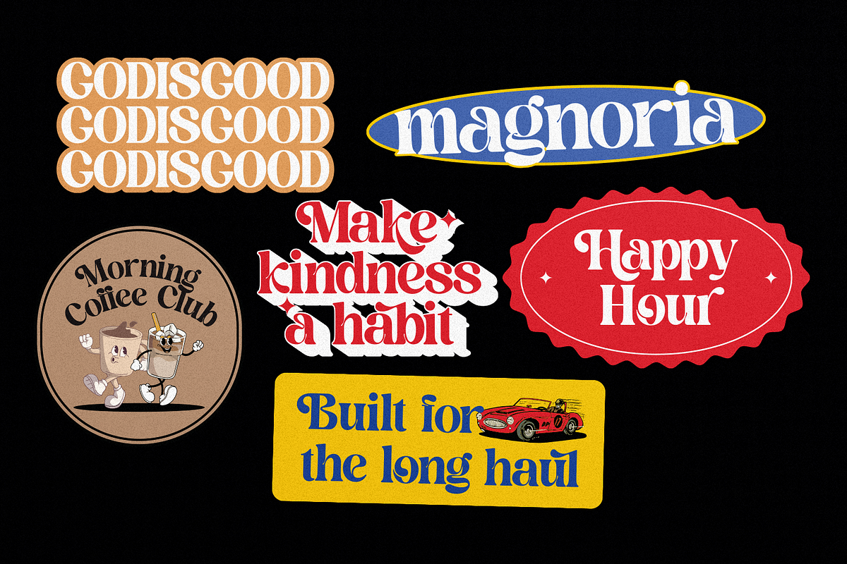 Magnoria – A Playful & Groovy Retro, a Sans Serif Font by Typetemp Studio (Photo 9 of 19)