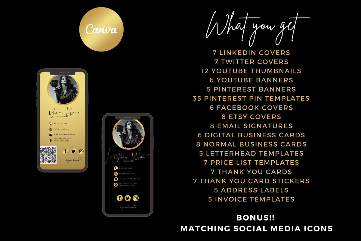 Black & Gold | Business Branding Kit, a Stationery Template by CoCreatorDesigns (Photo 2 of 10)