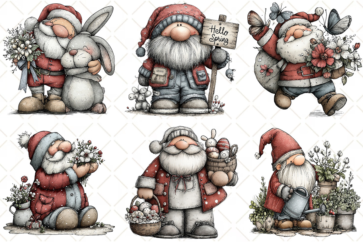 Whimsical Spring Santa Clipart, an Illustration by Black Bird Studio (Photo 5 of 5)
