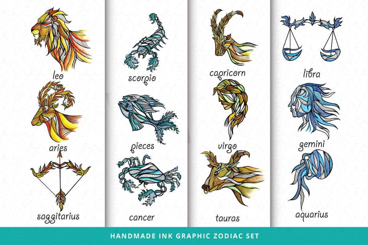 6 zodiac sets 204+ illustrations, an Illustration by VecRas (Photo 5 of 17)