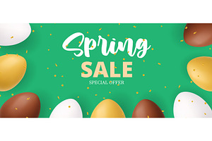 Spring sale Easter banner with eggs, an Object Illustration by GraphiShop