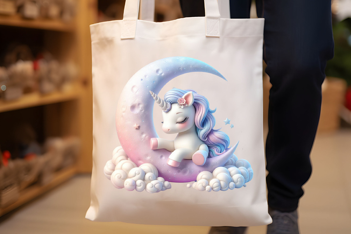 Unicorn on Moon Watercolor Clipart, an Object Illustration by Libby Wishes (Photo 5 of 5)