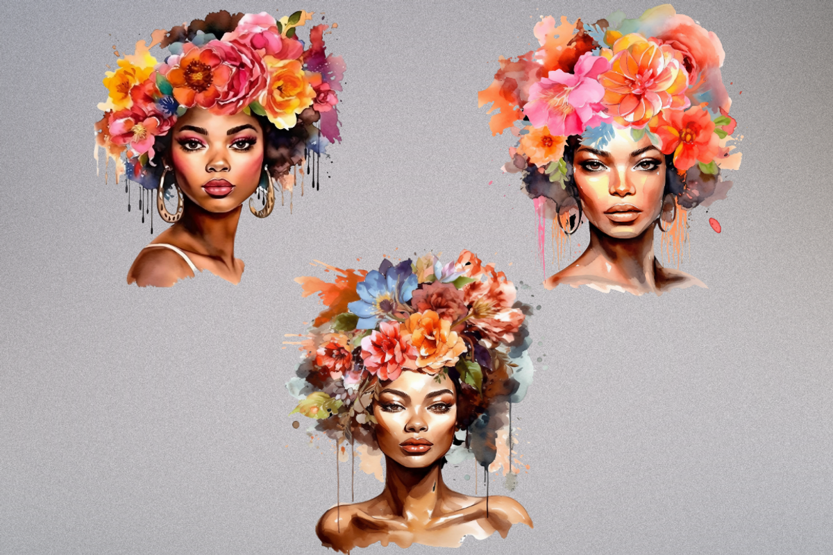 Watercolor Floral Girl Cliparts, a Person Illustration by Mash Mash Stickers (Photo 9 of 9)