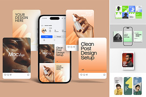Instagram Post & Story Mockup Bundle, an Advertising Mockup by graphypix