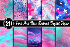 Pink And Blue Abstract Digital Paper, a Texture Illustration by RobertsArt