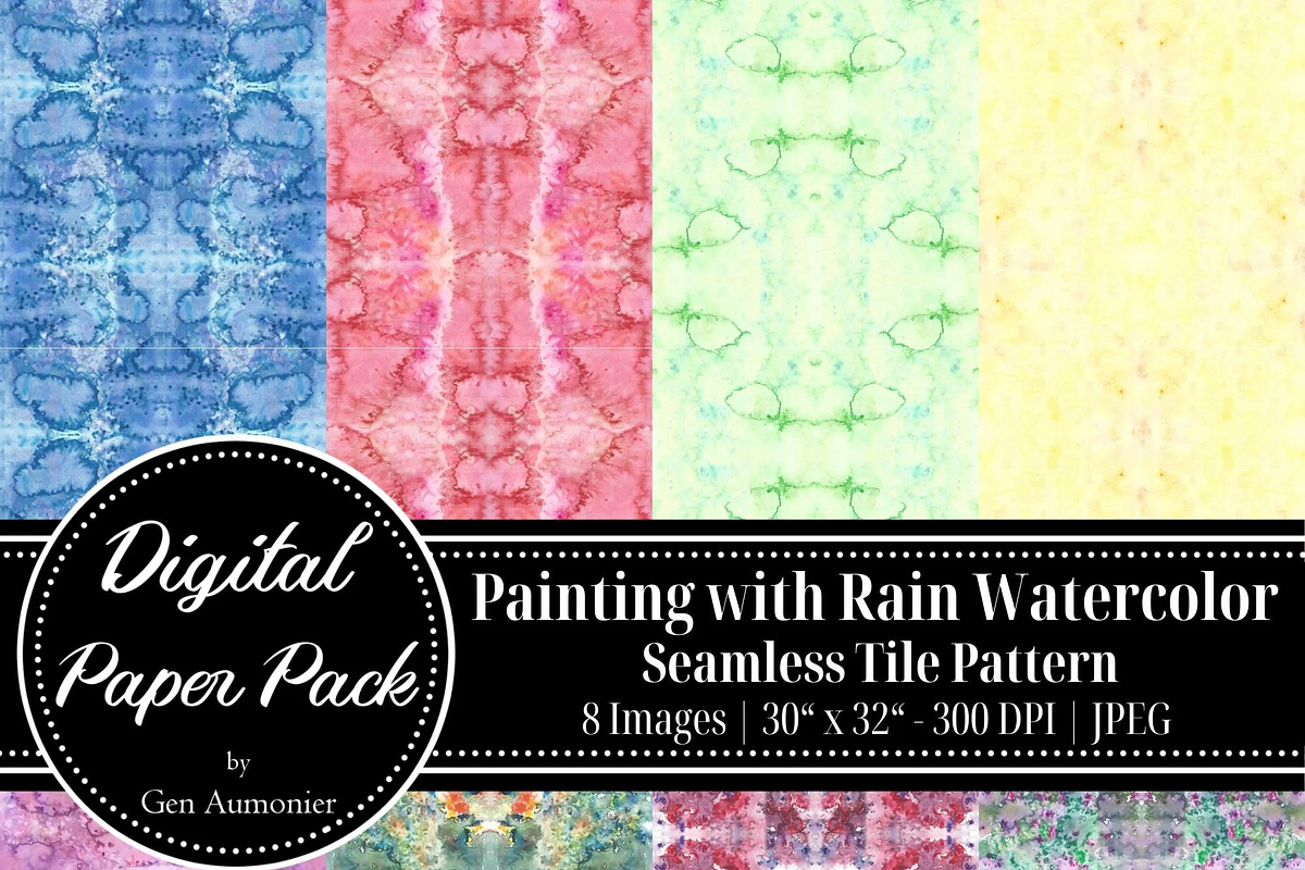 Tie Dye Rainbow Watercolor Patterns, a Pattern Graphic by Gen Aumonier (Photo 7 of 7)