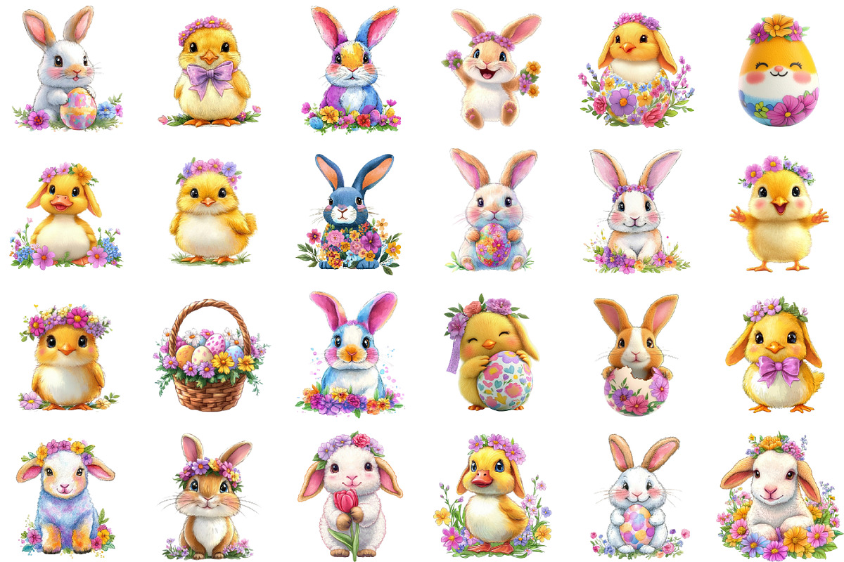 Whimsical Cute Easter Clipart, an Animal Illustration by designcity5 (Photo 2 of 5)