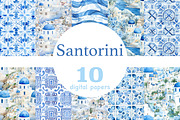 Santorini Seamless Pattern, a Pattern Graphic by GlamArtZhanna (Thumbnail 1 of 4)