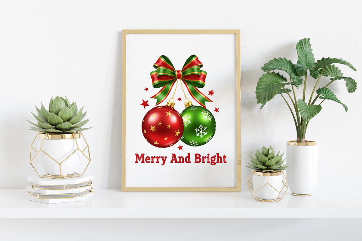 Retro Christmas Ornaments Bow PNG, an Illustration by Craft Nest (Photo 3 of 6)