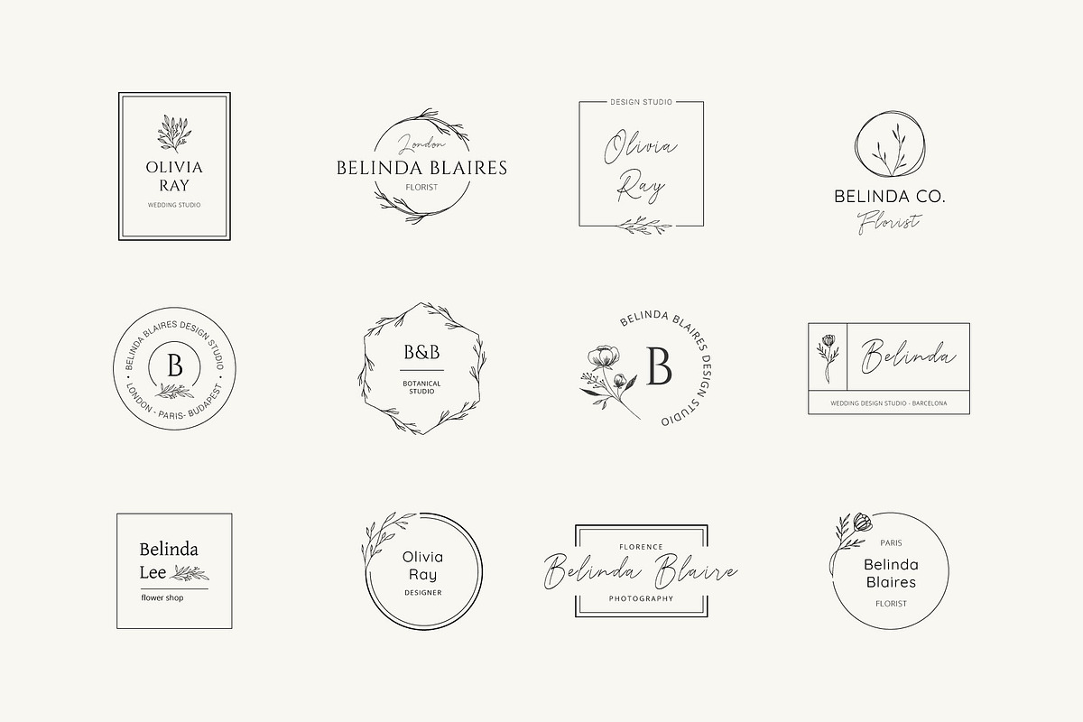 Minimal Flowers Logo Bundle, a Branding & Logo Template by Anatartan Design (Photo 2 of 12)