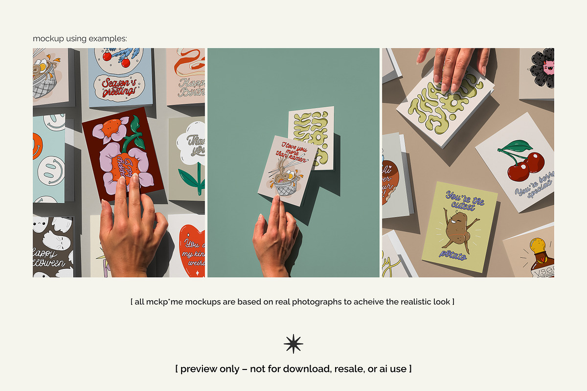 US A2 postcard display mockup set, a Merchandise Mockup by MCKP*ME
