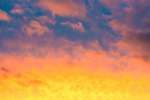 Sunset sky, dramatic clouds on colorful sky