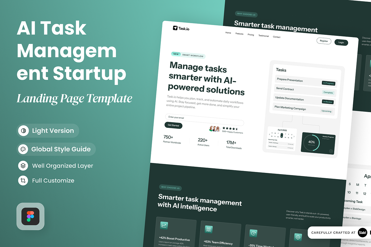 Task.Io - AI Task Manage Startup, a Websites & App Template by SLAB! Design (Photo 1 of 4)