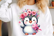 Penguin Valentine's Day Clipart, an Illustration by SinaCreation (Thumbnail 5 of 11)