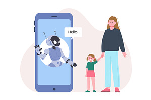 Chatbot helper for children and, a Technology Illustration by LadadikArt